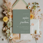 Modern Minimalist Script Sage Green | Wedding Invitation<br><div class="desc">These elegant,  minimalist wedding invitations feature white,  modern script typography and clean,  sans serif text for a simple and stylish sage green design you will love.</div>