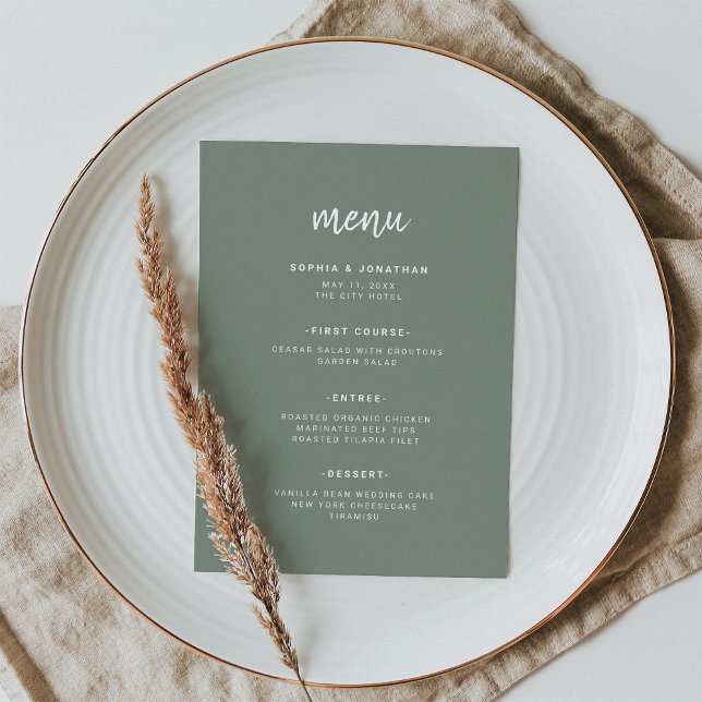 Modern Minimalist Script Sage Green | Wedding Menu (Creator Uploaded)