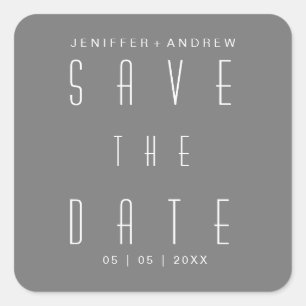 modern minimalist script save the date square sticker
