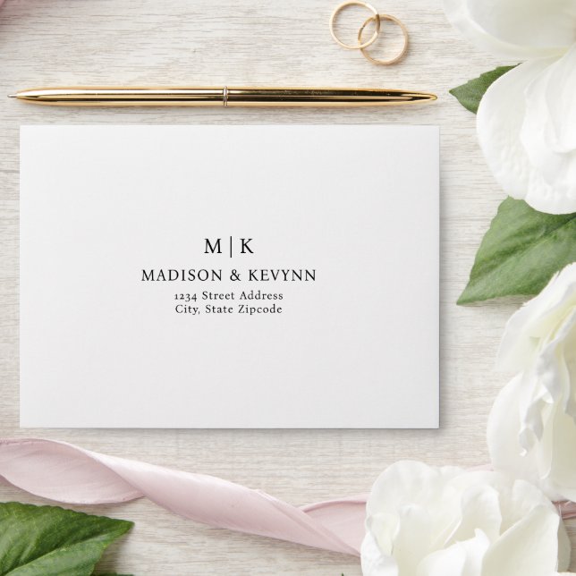 Modern Minimalist Script | Self-Addressed RSVP  Envelope (Wedding)