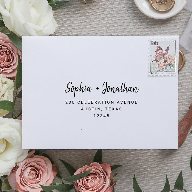 Modern Minimalist Script | Self-Addressed RSVP  Envelope (Creator Uploaded)