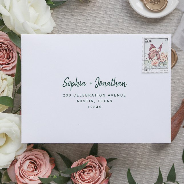Modern Minimalist Script | Self-Addressed RSVP Envelope (Creator Uploaded)