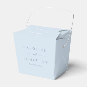 Modern Minimalist Script Soft Blue Custom Wedding Favour Box