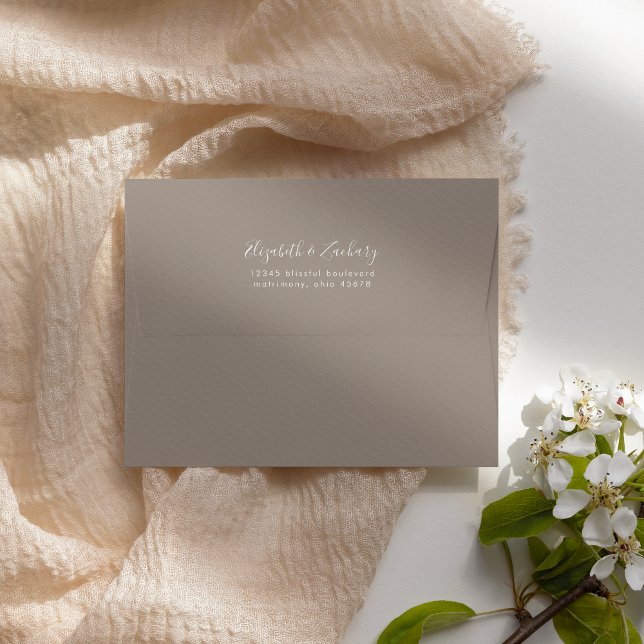 Modern Minimalist Script Taupe Wedding Envelope (Creator Uploaded)