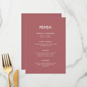 Modern Minimalist Script Terra Rosa Wedding Menu