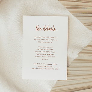 Modern Minimalist Script Terracotta Details Enclosure Card