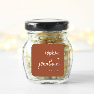 Modern Minimalist Script Terracotta Wedding Square Sticker