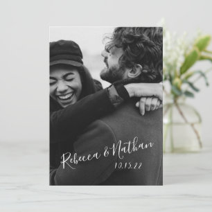Modern Minimalist Script Two Photo Wedding Invitation