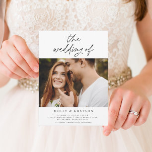 Modern Minimalist Script   Two Photo Wedding  Invitation