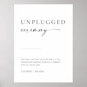 Modern Minimalist Script Unplugged Ceremony Sign