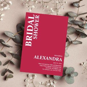 Modern Minimalist Script Viva Magenta Bridal Invit Invitation