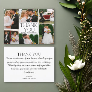 modern minimalist script wedding 6 photos collage  thank you card