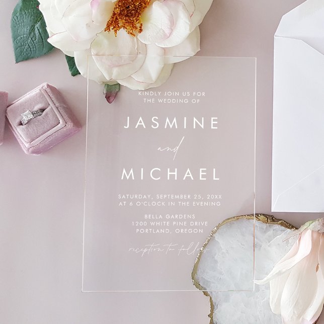 Modern Minimalist Script Wedding Acrylic Invitations (Creator Uploaded)