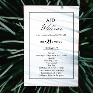 Modern Minimalist Script Wedding Ceremony Program  Invitation