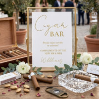 Modern Minimalist Script Wedding Cigar Bar Sign