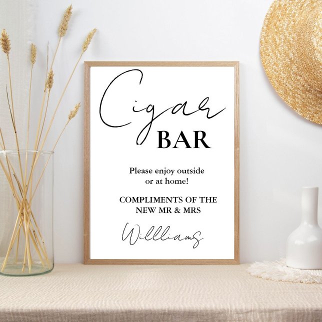 Modern Minimalist Script Wedding Cigar Bar Sign (Creator Uploaded)
