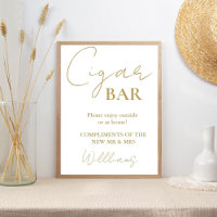 Modern Minimalist Script Wedding Cigar Bar Sign