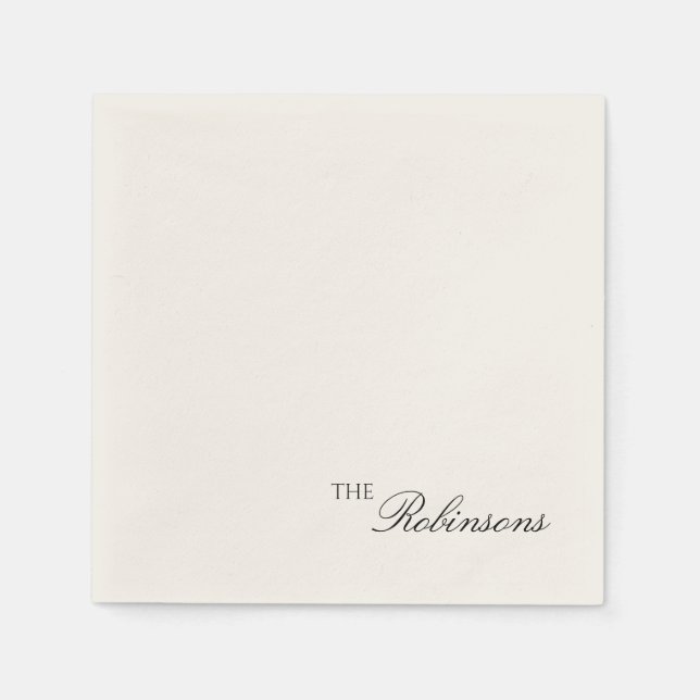 Modern Minimalist Script Wedding Cocktail Napkins (Front)