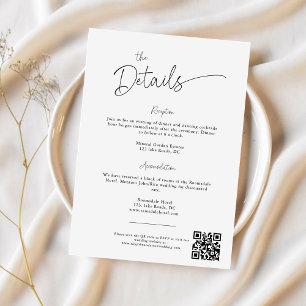 Modern Minimalist Script Wedding Details Enclosure Card