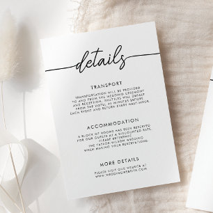 Modern Minimalist Script Wedding Details Enclosure Card