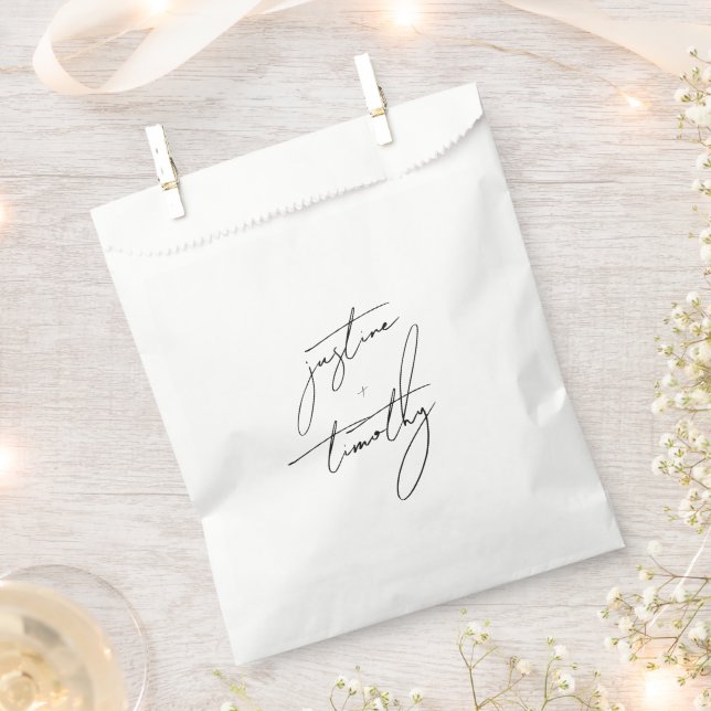 Modern Minimalist Script Wedding Favour Bags (Clipped)