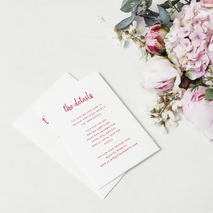Modern Minimalist Script   Wedding Guest Details Enclosure Card