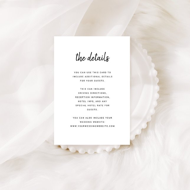 Modern Minimalist Script | Wedding Guest Details Enclosure Card (Creator Uploaded)