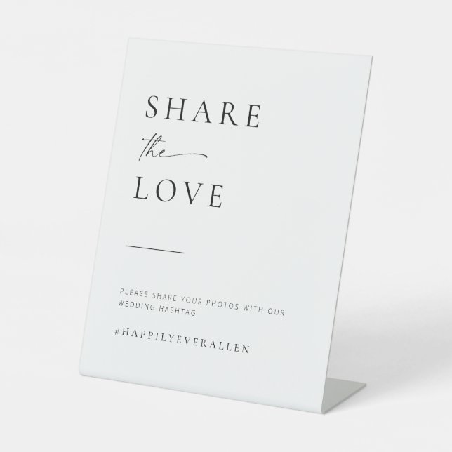 Modern Minimalist Script Wedding Hashtag Sign (Front)