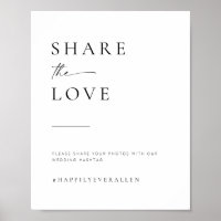 Modern Minimalist Script Wedding Hashtag Sign