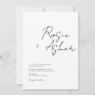 Modern Minimalist Script Wedding Invitation