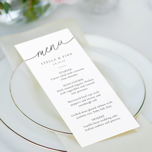 Modern Minimalist Script Wedding Menu (Modern Minimalist Script Wedding Menu)