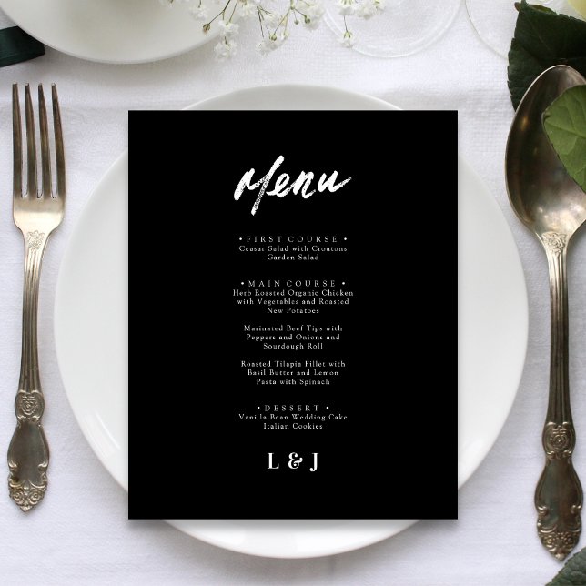 Modern Minimalist Script Wedding Menu Cards (Creator Uploaded)