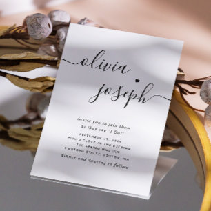 Modern Minimalist Script Wedding Photo & QR Code Invitation