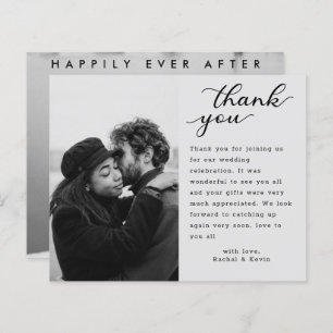 Modern Minimalist Script Wedding Photo Thank You