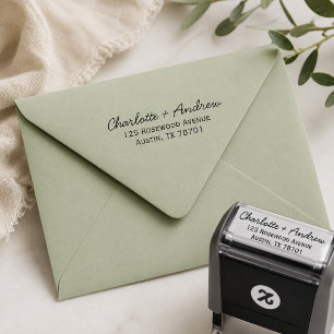 Modern Minimalist Script   Wedding Return Address  Self-inking Stamp