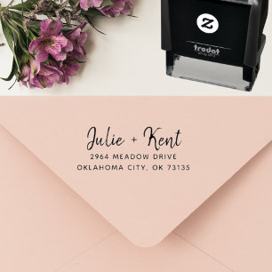 Modern Minimalist Script Wedding Return Address Self-inking Stamp