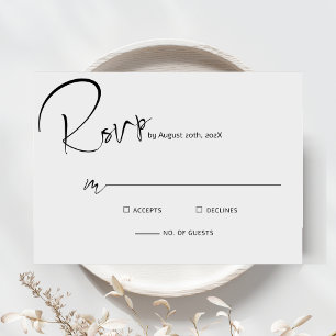 Modern Minimalist Script Wedding RSVP Card