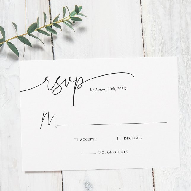 Modern Minimalist Script Wedding RSVP Card (Creator Uploaded)