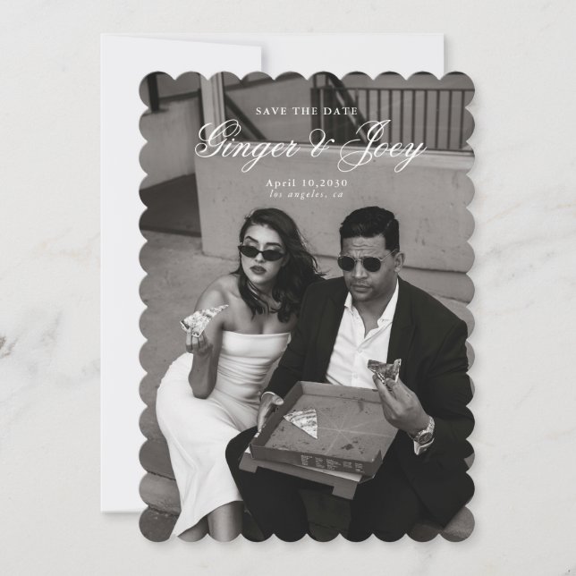 Modern Minimalist Script Wedding Save the date Invitation (Front)