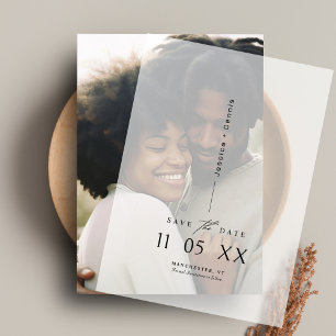 Modern Minimalist Script Wedding Save the Date Vellum Invitations