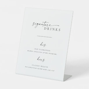 Modern Minimalist Script Wedding Signature Drinks Pedestal Sign