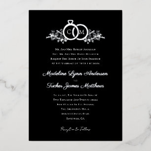 Modern Minimalist Script Wedding Silver Foil