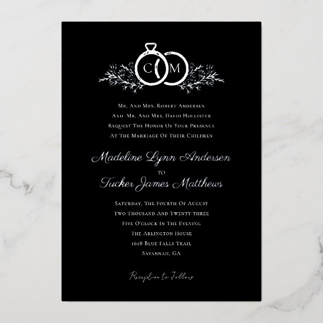 Modern Minimalist Script Wedding Silver Foil  (Front)