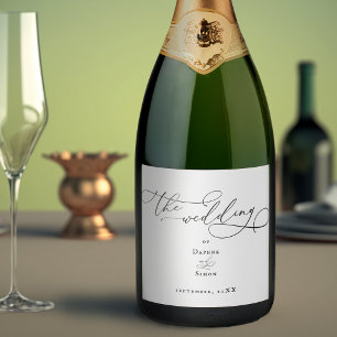 Modern Minimalist Script Wedding Sparkling Wine La Label