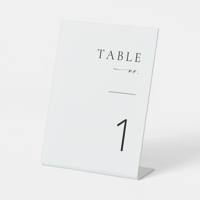 Modern Minimalist Script Wedding Table Numbers Pedestal Sign (Front)