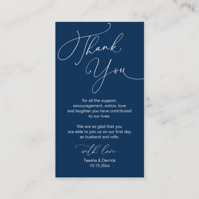 Modern Minimalist Script, Wedding Thank you Enclos Enclosure Card (Front)