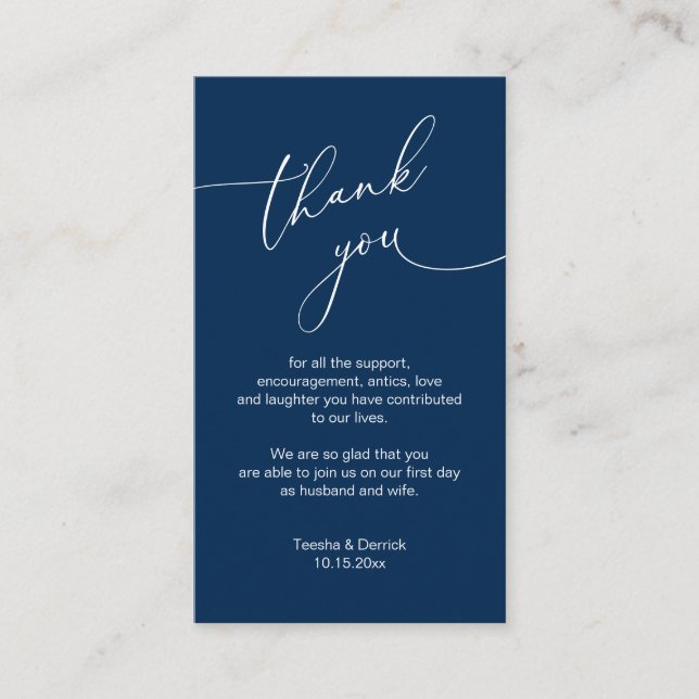 Modern Minimalist Script, Wedding Thank you Enclos Enclosure Card (Front)