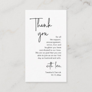 Modern Minimalist Script, Wedding Thank you Enclosure Card