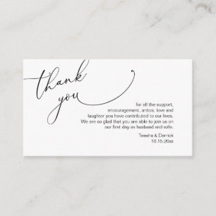 Modern Minimalist Script, Wedding Thank you  Enclosure Card