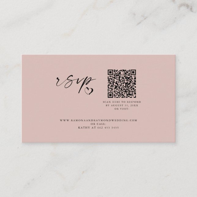Modern Minimalist Script Wedding Website QR Code  Enclosure Card (Front)
